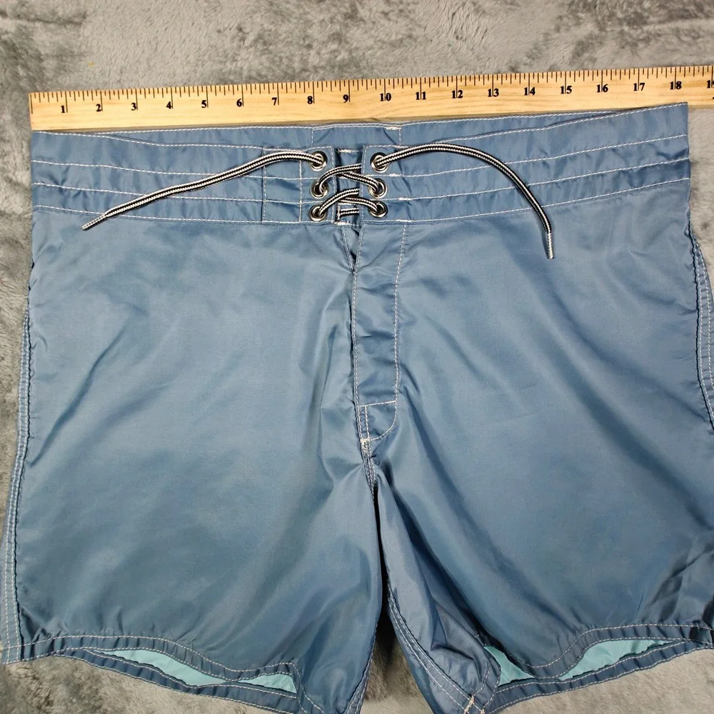 Vintage 90s USA Birdwell Beach Britches Board Shorts Mens 34 Fits 36 Blue Nylon